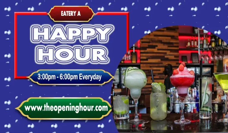 Eatery A Happy Hour Times, Menu and Prices Guide