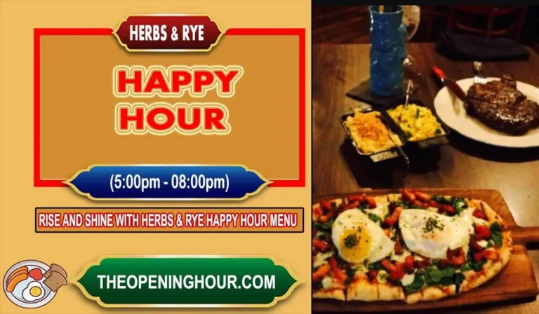 Herbs and Rye happy hour times menu