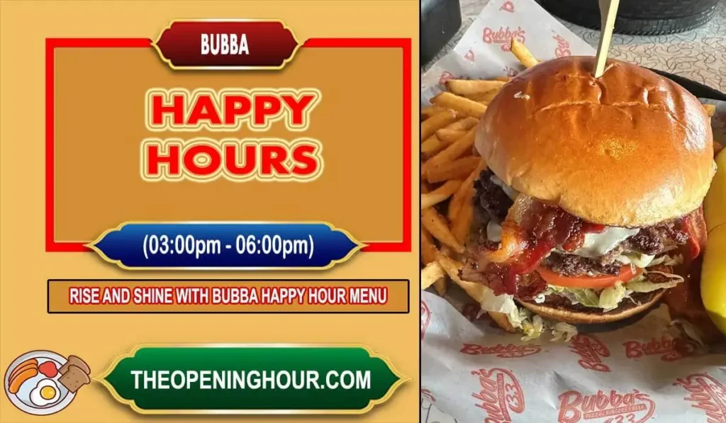 Bubba happy hour menu